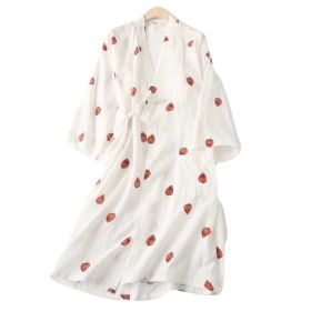 White Strawberry - Thin Pajamas Robe Long Loungewear Cotton Khan Steam Kimono