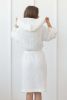 Waffle Linen Bathrobe with Hoodie in White